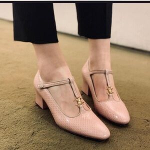 Celine Pink Textured Heels